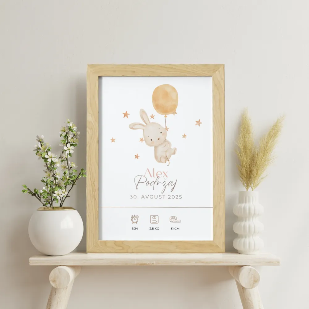 poster kot darilo ob rojstvu s podatki dojenčka