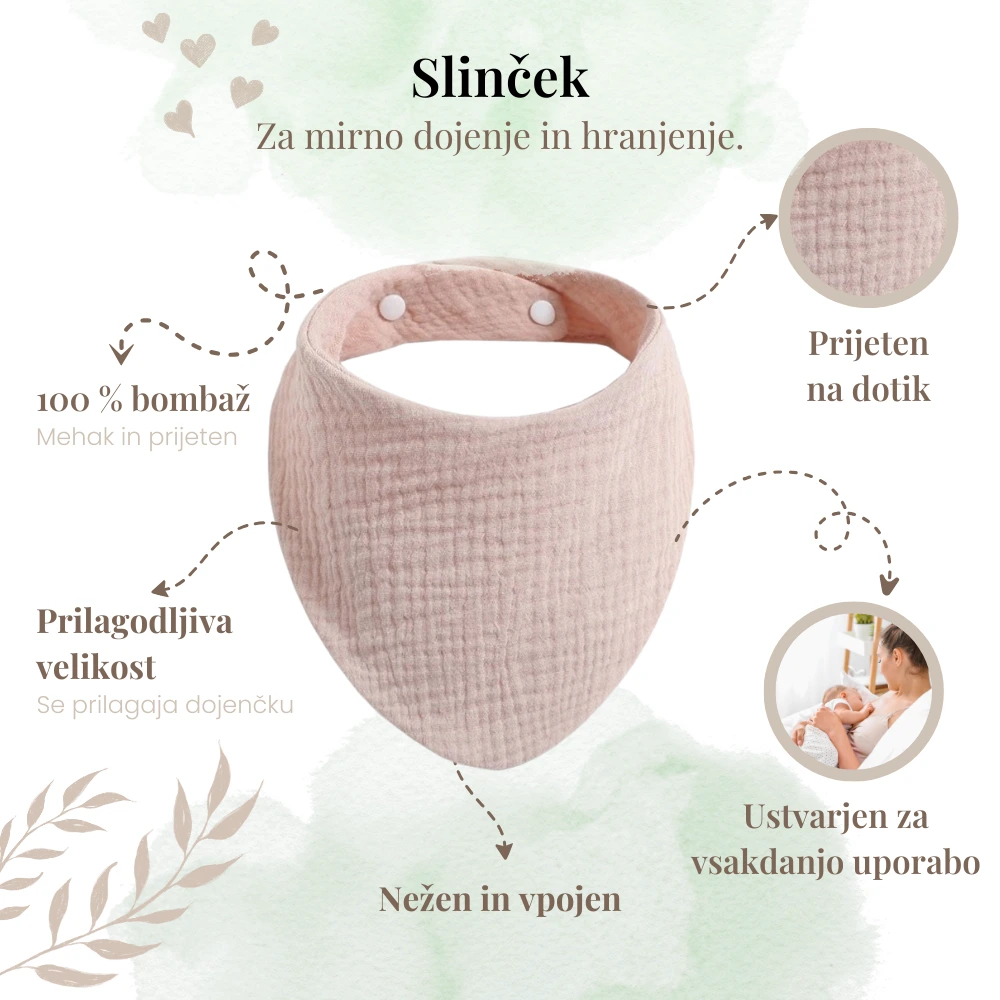 darilo ob rojstvu: bombažni slinček z opisom