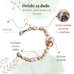 Držalo za dudo, ki se pripne na voziček in lesa